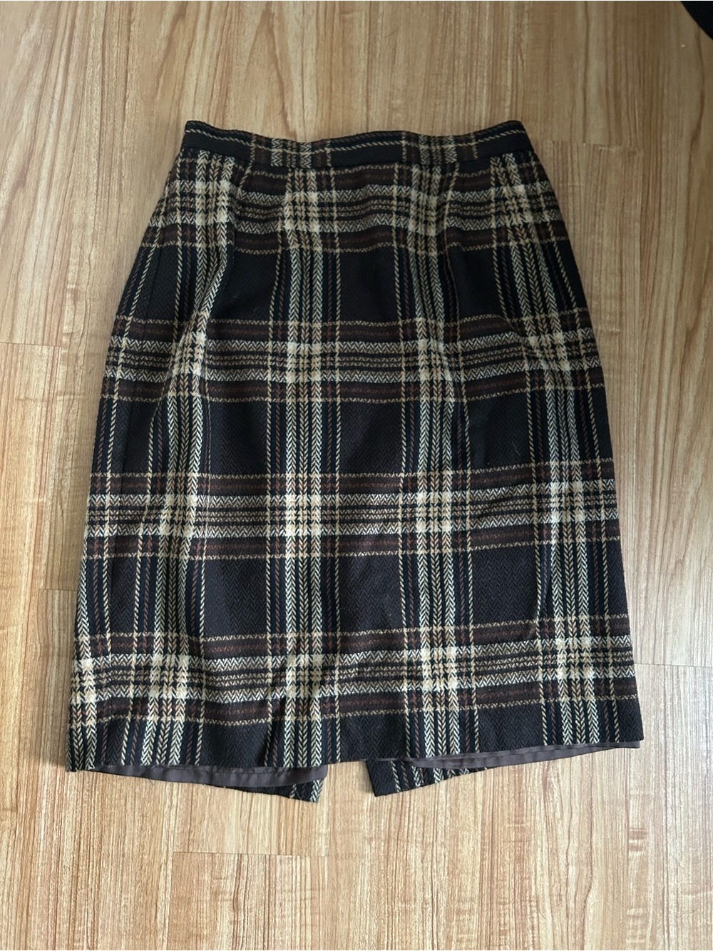 Worthington Black and Tan Plaid Pencil Skirt